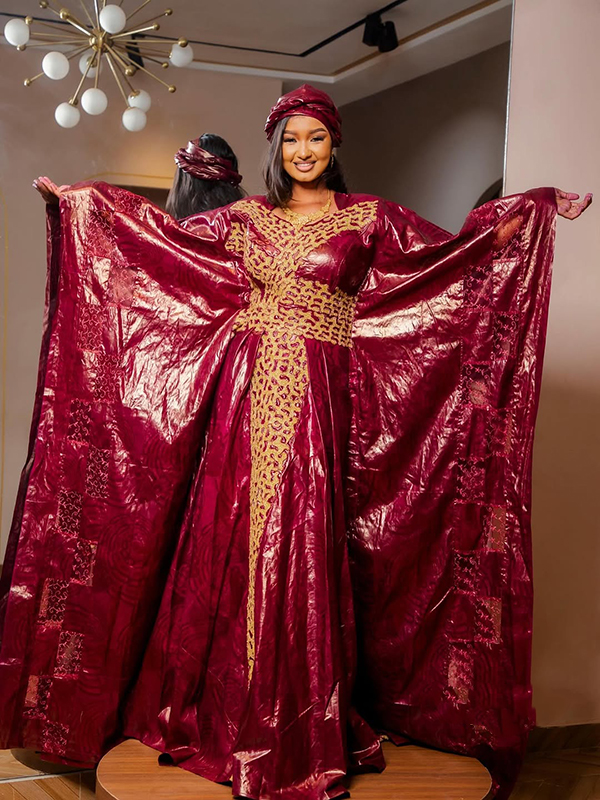 African Dress for Women – Custom Bazin Riche Getzner Boubou for Weddings & Eid