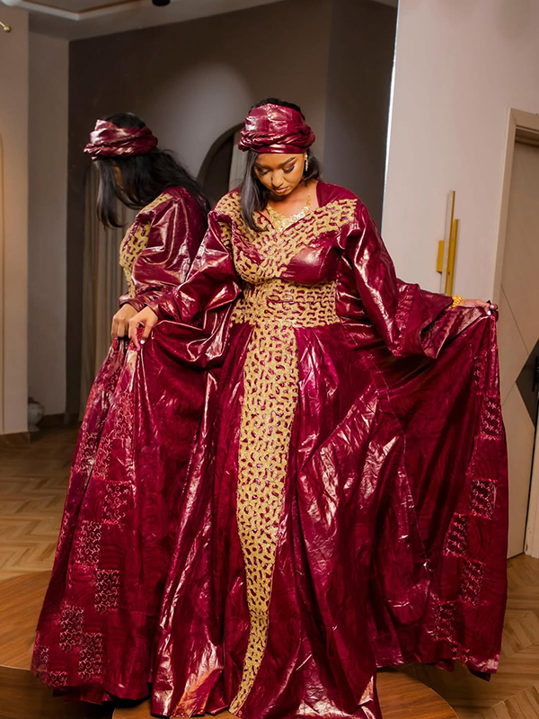 African Dress for Women – Custom Bazin Riche Getzner Boubou for Weddings & Eid