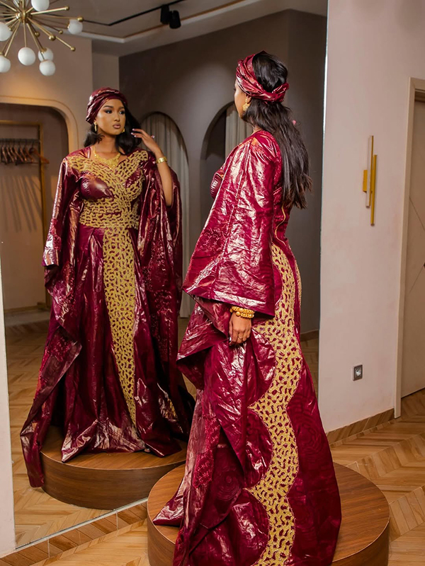 African Dress for Women – Custom Bazin Riche Getzner Boubou for Weddings & Eid