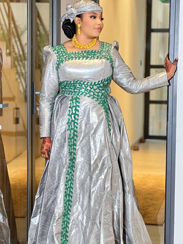 Custom African dresses for women made to measure with premium Bazin fabric