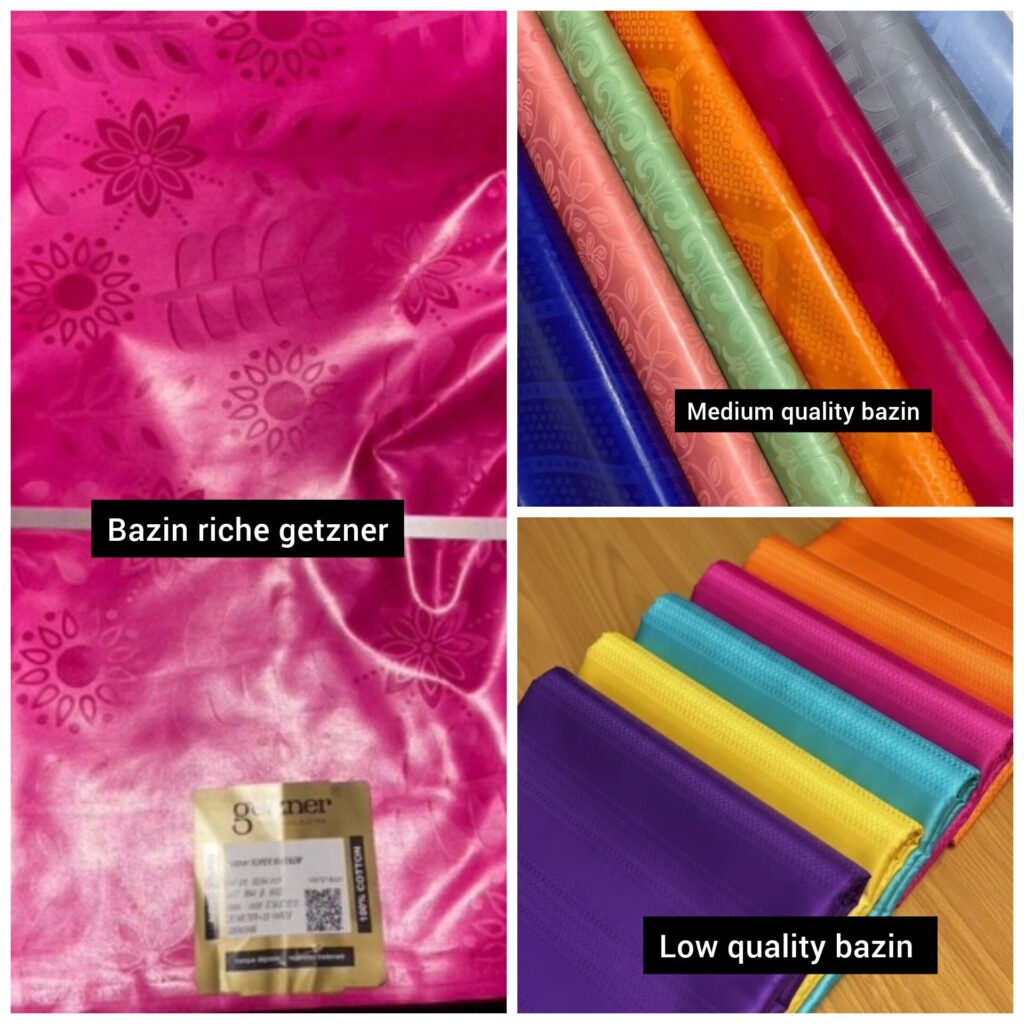 Comparison of high medium and low quality African bazin fabric 