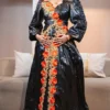 Black Bazin Orange Embroidery Bazin West African Women’s black bazin Clothing