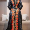 Black Bazin Orange Embroidery Bazin-Back West African Women’s Clothing – Flowing Embroidered Bazin Outfit