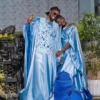 Blue Matching Bazin Couples Outfits