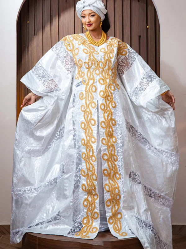 Custom-Tailored Bazin Boubou African Dress – Premium Getzner Riche