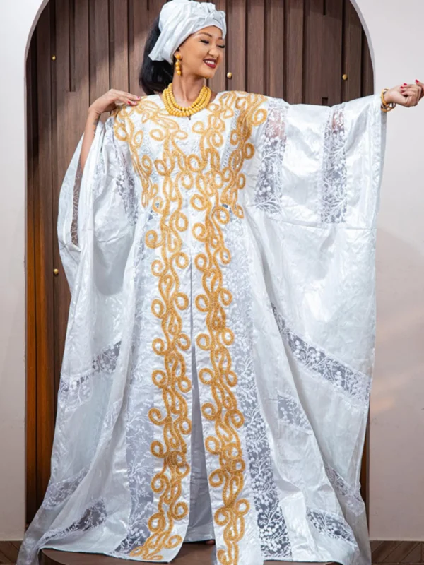 Custom-Tailored Bazin Boubou African Dress – Premium Getzner Riche