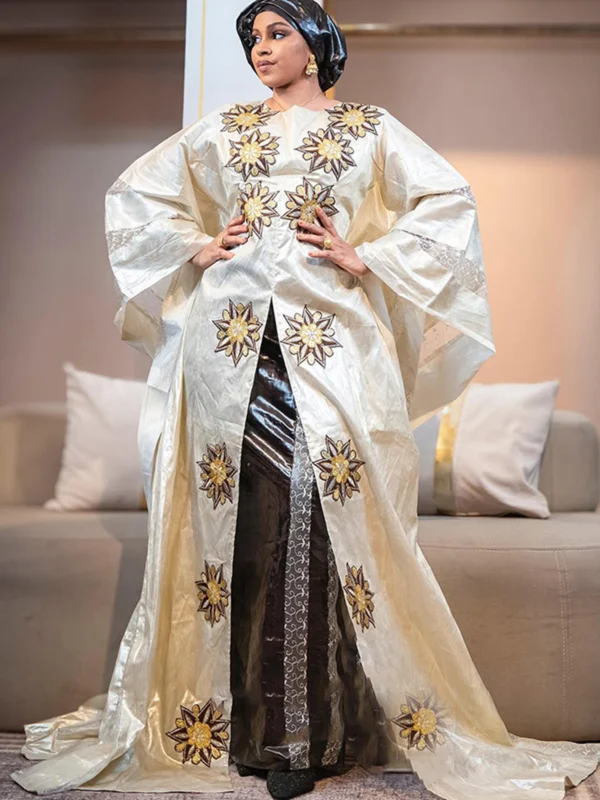 Cream brown Bazin Wedding Dress