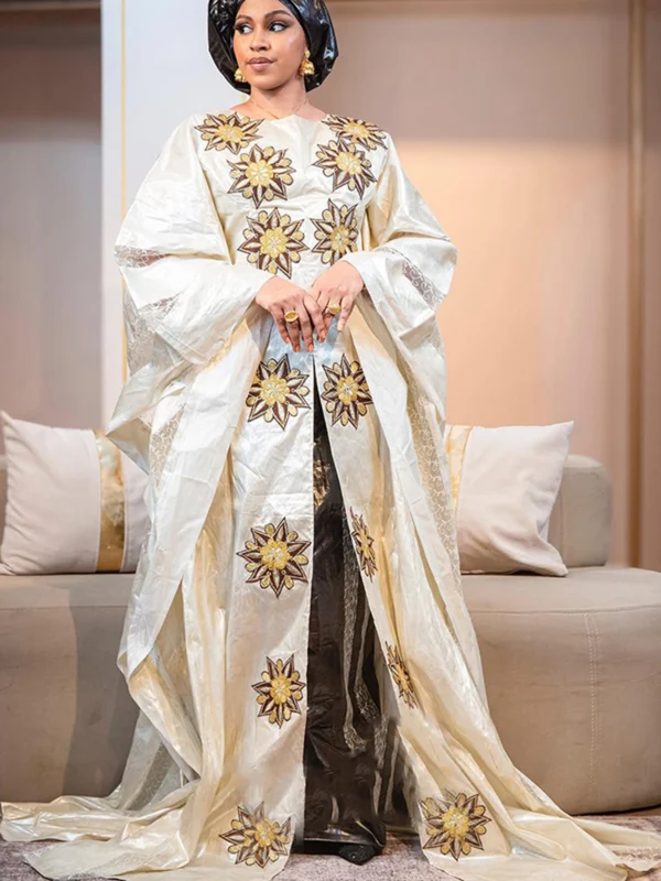 Bazin Wedding Dress – Custom-Made African Bazin Boubou for Celebrations