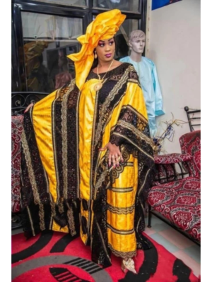 African bazin boubou Dress with Head Wrap