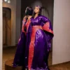 Bazin African Clothing – Custom Purple Bazin Boubou with Embroidery