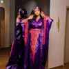 Dark purple modern boubou Bazin African Clothing