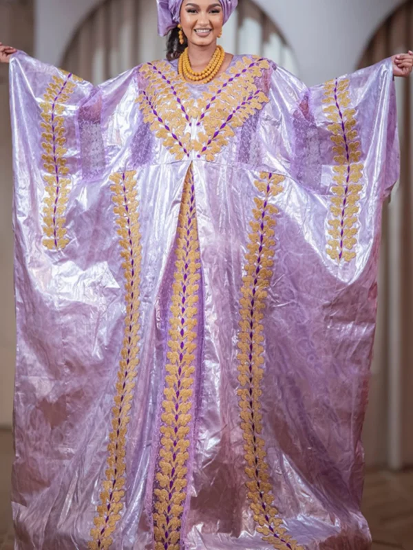 Embroidered Bazin Riche Getzner Boubou – Custom African Clothing Women