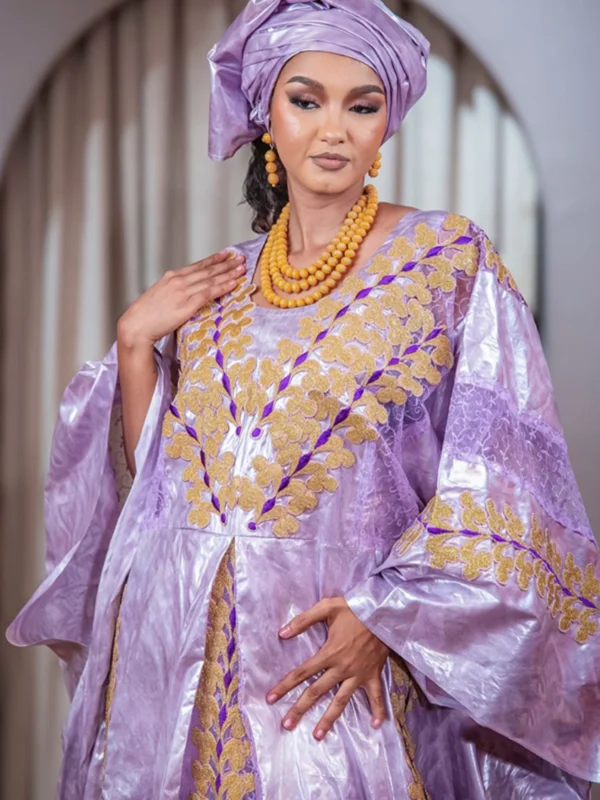 Embroidered Bazin Riche Getzner Boubou – Custom African Clothing Women