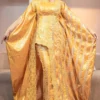 Mustard Bazinn womens African dress Mustard African Bazin Riche Dress