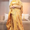Mustard Bazinn womens African dress 2 Bazin Riche Dress | Custom-Tailored Premium Getzner Gown with Matching Gele