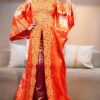 Orange bazin Senegalese Traditional Dress