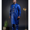 African Dress for Men – Embroidered Blue Bazin Riche Getzner Boubou