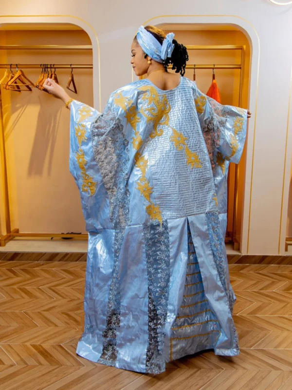 African Dress and Headwrap | Custom-Made Bazin Riche Getzner Boubou