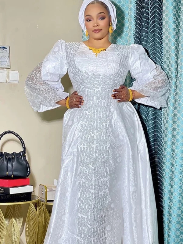 African white bazin dress traditional clothing