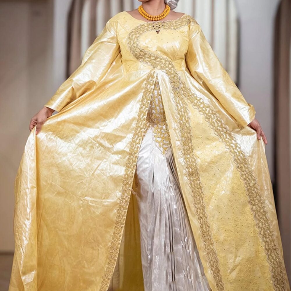 Custom-made bazin riche clothing using Getzner fabric