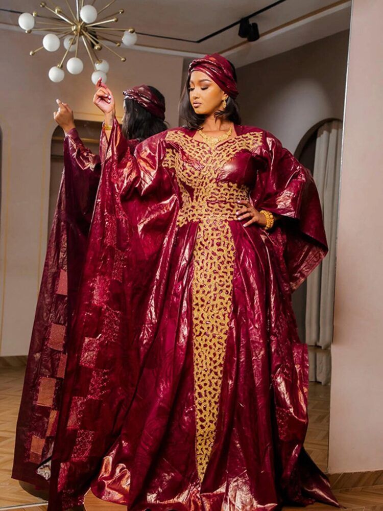 Custom-made bazin riche outfit using Getzner fabric