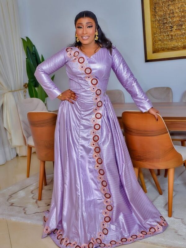 76d72020c2d3885e8890ac3a276be4ae~2 Lavender Women African Fashion Dress Bazin