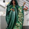 African Dress with Embroidery – Green Bazin Riche Getzner Boubou