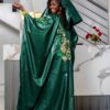 African Dress with Embroidery – Green Bazin Riche Getzner Boubou