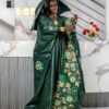 African Dress with Embroidery – Green Bazin Riche Getzner Boubou