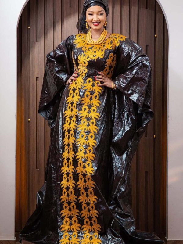 Bazin Boubou – Traditional African Gown with Embroidery
