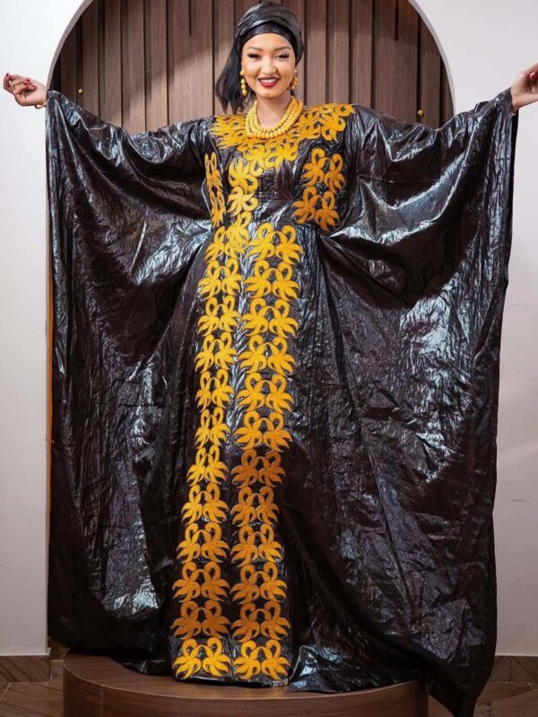 Bazin Boubou – Traditional African Gown with Embroidery