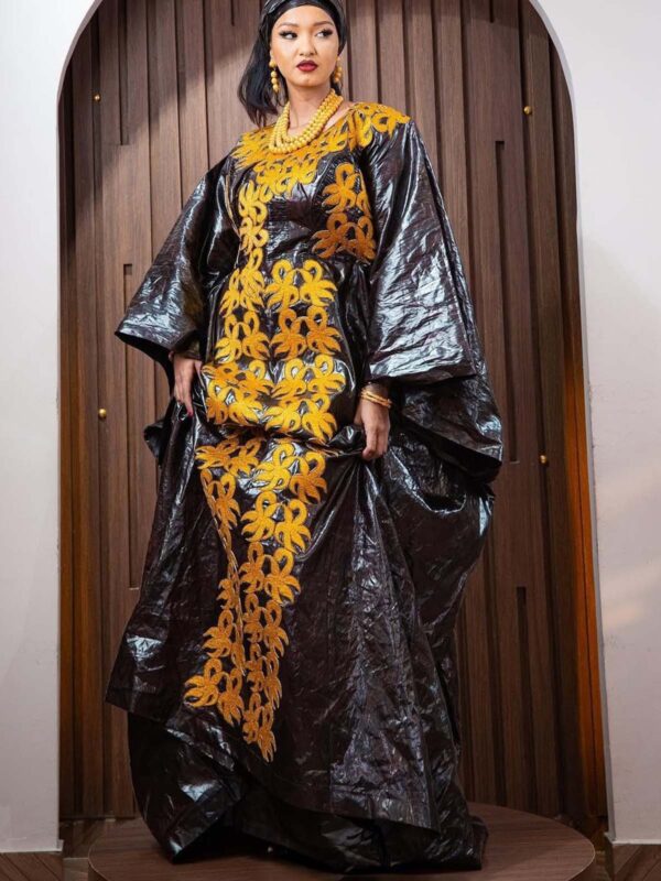 Bazin Boubou – Traditional African Gown with Embroidery
