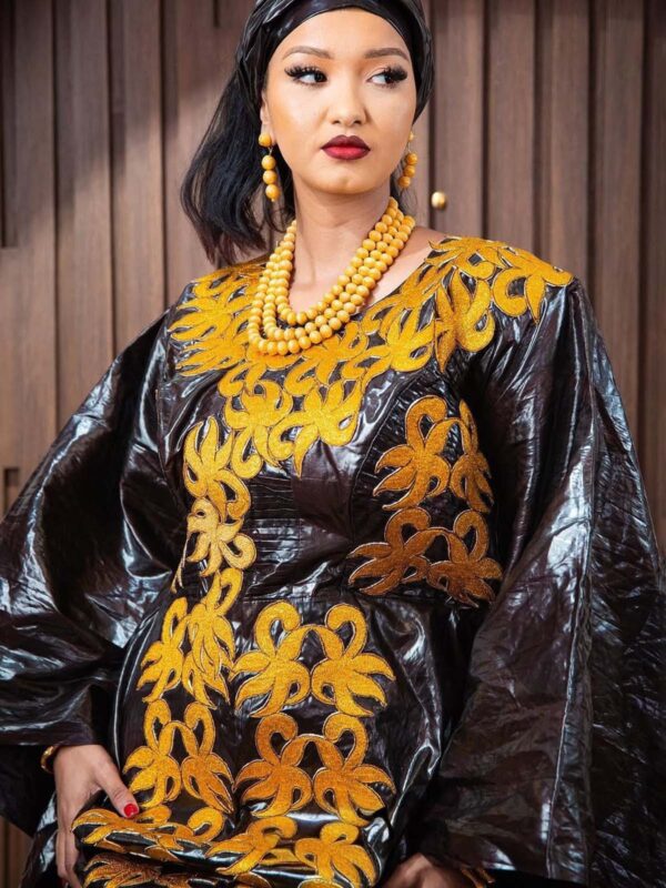 Bazin Boubou – Traditional African Gown with Embroidery