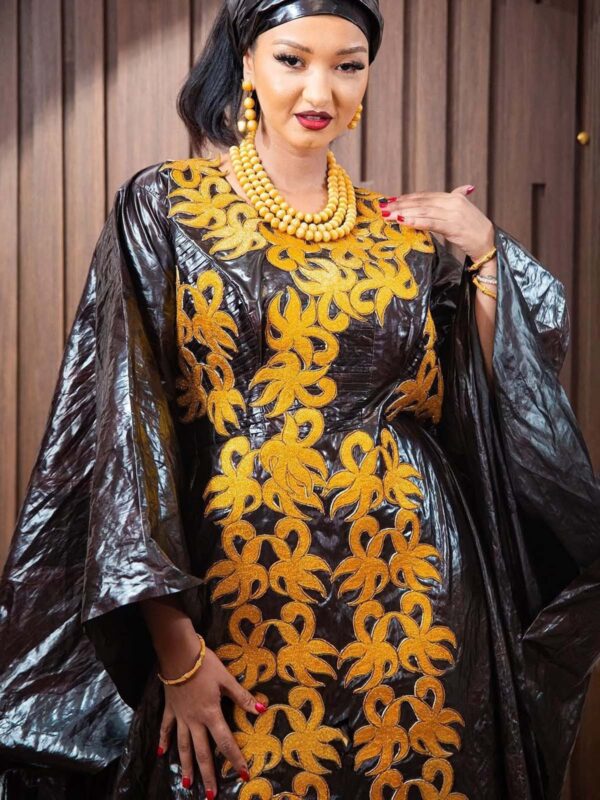 Bazin Boubou – Traditional African Gown with Embroidery