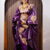 West African Eid Dress – Purple Bazin Boubou with Gold Embroidery