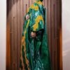 Party African Dress – Green Bazin Boubou with Gold Embroidery