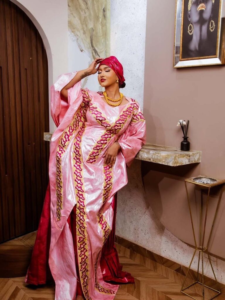 Pink Bazin Dress for Wedding Guest