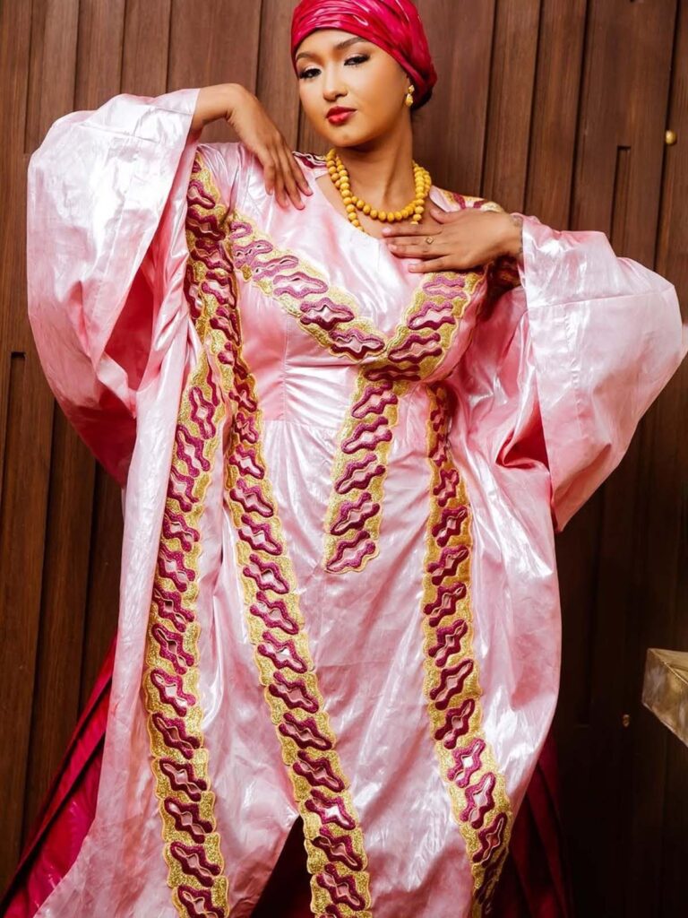 Bazin dress styling tips for weddings with gold jewelry