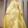 Custom Made African Bazin Dress – Yellow Embroidered Statement Gown