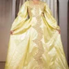 Custom Made African Bazin Dress – Yellow Embroidered Statement Gown
