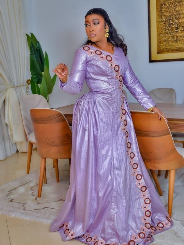 e786a5a76ed79a0a009ccfd36a7d5d96~2 Women African Fashion Dress– Custom Bazin Dress with Fitted Waist Design