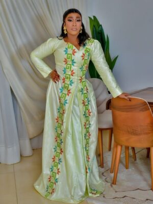 African Royal Clothing - Embroidered Bazin Boubou Dress for Women