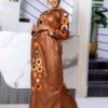 West African Bazin Dress with Bold Pattern Embroidery – Custom Fit Boubou
