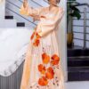 Luxury Bazin Dress with Orange Embroidery – Custom African Bazin Boubou