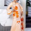 Luxury Bazin Dress with Orange Embroidery – Custom African Bazin Boubou