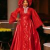 Red African bazin dress Luxury Red African Bazin Dress – Elegant Embroidered Gown for Special Occasions