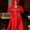 Red African bazin dress 2 Luxury Red African Bazin Dress – Elegant Embroidered Gown for Special Occasions