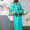 African Bazin Dress for Formal Events – Custom Turquoise Bazin Riche Gown with Bell Sleeves