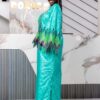 African Bazin Dress for Formal Events – Custom Turquoise Bazin Riche Gown with Bell Sleeves