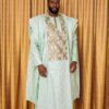 African Men’s Bazin Clothing – Traditional Boubou in Premium Getzner Fabric